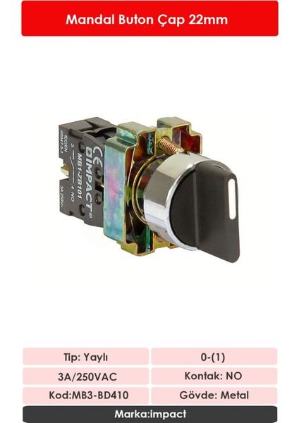 22mm Yaylı Mandal Buton 0-1 NO MB3-BD410 fiyatları