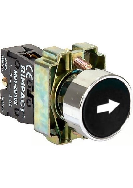 22mm İşaretli Buton Siyah NO MB3-BA212