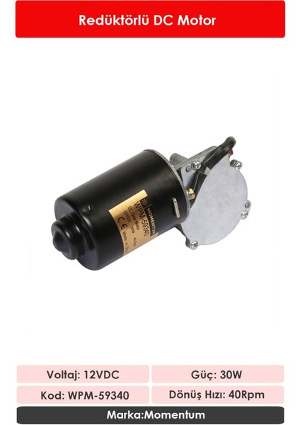 Dişli Motor 12V DC 30W 40Rpm WPM-59340 fiyatları