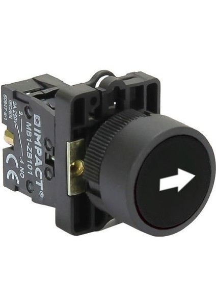 22mm İşaretli Yaylı Buton Siyah NO MB3-EA212