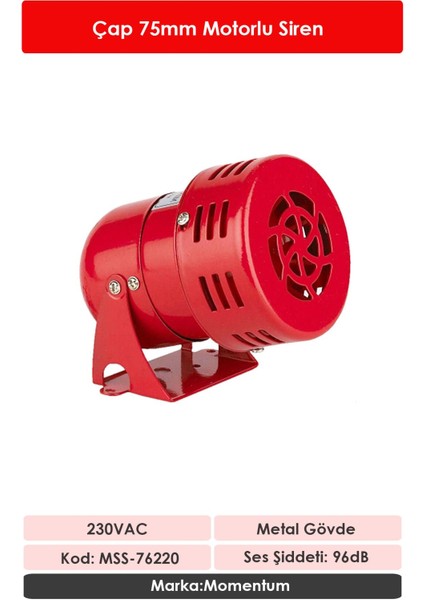 75mm Motorlu Siren 230VAC MSS-76220 fiyatları