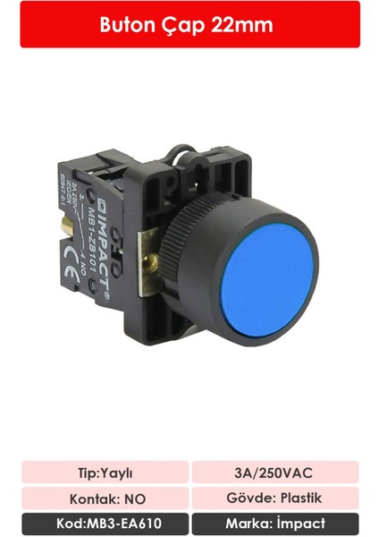 22mm Yaylı Buton Mavi NO MB3-EA610 fiyatları