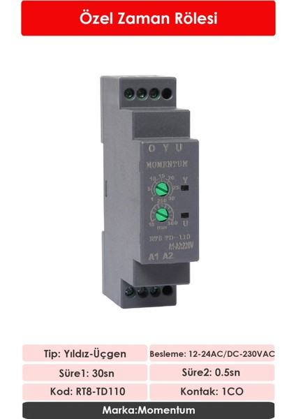 Yıldız Üçgen Zaman Rölesi Çift Ayarlı RT8-TD110 fiyatları