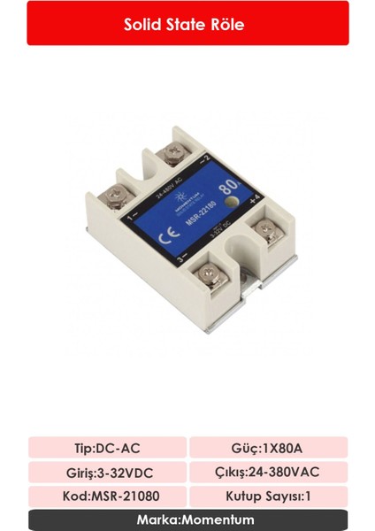 Solid State Röle DC-AC 1x80A MSR-21080 fiyatları