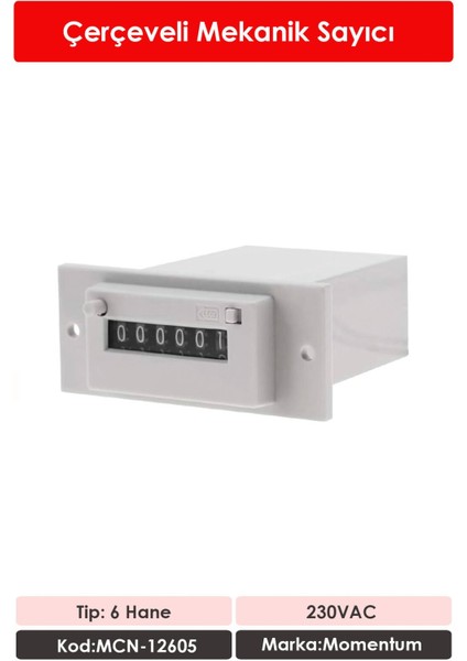 Mekanik Sayıcı Resetli 6 Hane 220VAC MCN-12605 fiyatları