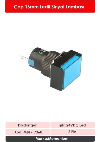 D16 Sinyal Led 24V Dikdörtgen Mavi MBT-17360 fiyatları