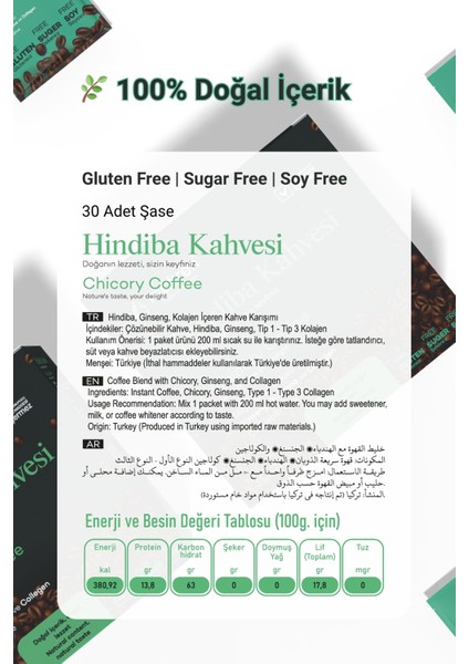Hindiba Kahvesi 30 Adet 3g Şase fiyatları