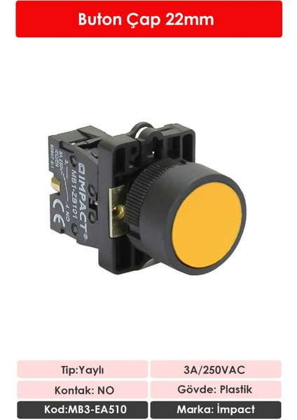 22mm Yaylı Buton Sarı NO MB3-EA510 fiyatları