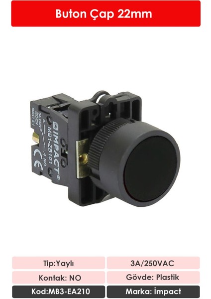 22mm Yaylı Buton Siyah NO MB3-EA210 fiyatları