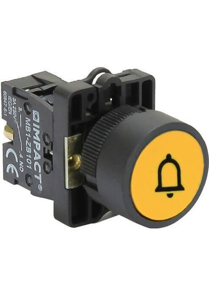 22mm İşaretli Yaylı Buton Sarı NO MB3-EA514