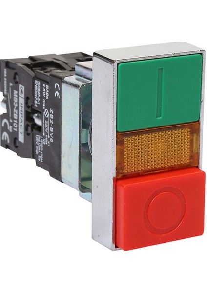 22mm Işıklı İkiz Buton Kırmızı-Yeşil NO+NC MB3-BW845