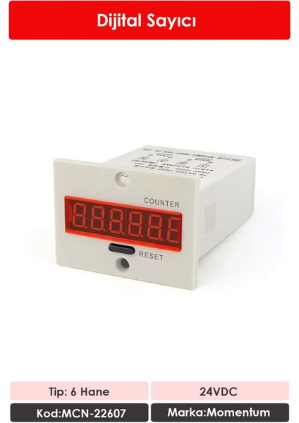 Dijital Sayıcı Resetli 6 Hane 24VDC MCN-22607 fiyatları