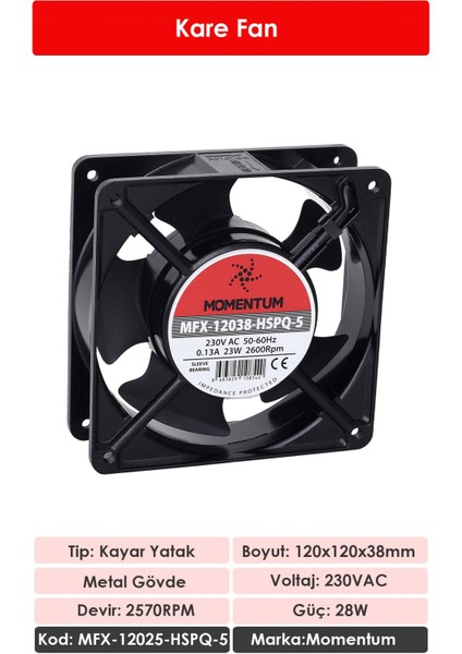 Fan 230VAC 120X120X38MM Kayar Yatak MFX-12038-HSPQ-5 fiyatları