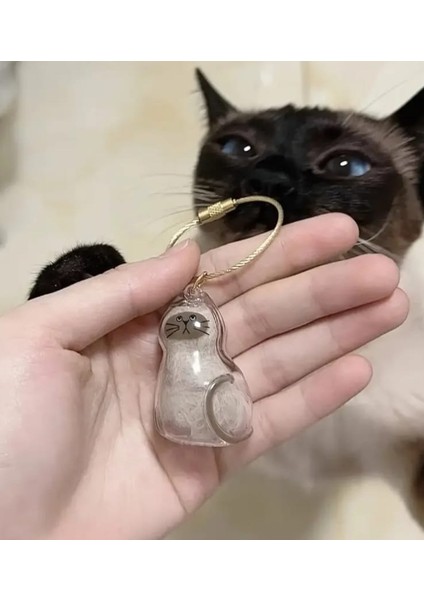 Şeffaf Kedi Tüyü Saklama Kapsülü Gashapon Kedi Tüyü Anı Hediyesi Kedisever Anahtarlık Aksesuar modelleri