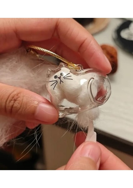 Şeffaf Kedi Tüyü Saklama Kapsülü Gashapon Kedi Tüyü Anı Hediyesi Kedisever Anahtarlık Aksesuar fırsatları