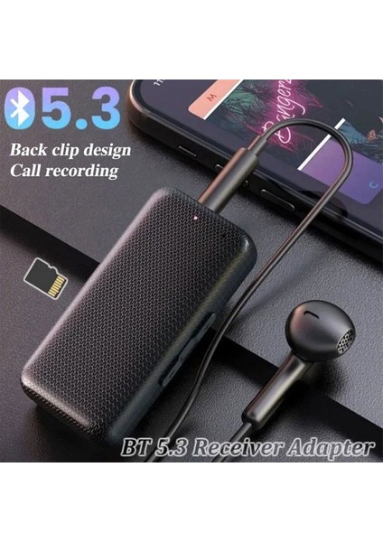Aux Bluetooth V5.3 Şarjlı Ses Alıcı-Verici Mikro Hafıza Kart Girişli Bluetooth Adapör