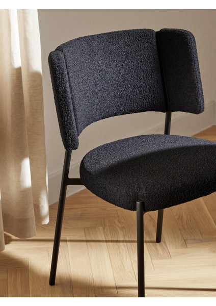 Samantha Bouclé Kumaşlı Sandalye – 2'li Modern Set