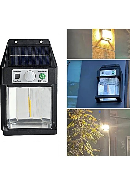 4 Adet Sarı Nostaljik Ledli Solar Güneş Enerjili Hareket Sensörlü Bahçe Garaj Ev Aydınlatma Lambası