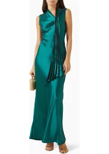 Jeffries Saten Maxi Elbise, Myrtle Yeşil fiyatları