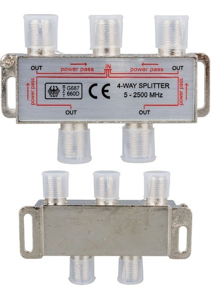 1 Uydu Anteni ile 4 Tv Bağlayan Uydu Dağıtıcı Sinyal Bölücü Splitter 2500 Mhz+ 5 Adet F Konnektör