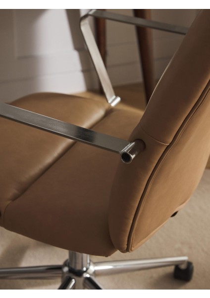 Reto Suni Deri Ofis Sandalyesi - Ayarlanabilir, Gri, Döner