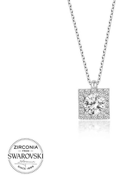Swarovski Taşlı Gümüş Tektaş Bayan Kolye