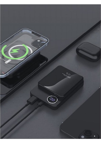 PW-111 22.5W Hızlı Şarjlı 10.000 Mah LCD Göstergeli Wireless Powerbank