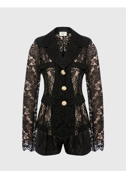 Slania Kadın Ceket Şort Takım Siyah