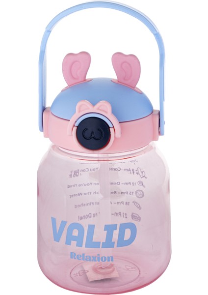 Hediyeli, Ithal Lüx Kulaklı Pembe Matara/suluk 1100 ml (446)