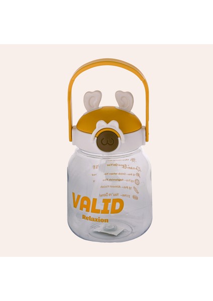 Hediyeli, Ithal Lüx Kulaklı Beyaz -Sarı Matara/suluk 1100 ml (446)