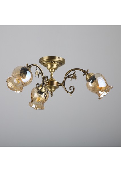 Renato 3 kollu Bal Camlı Eskitme Plafonyer Avize BS.3113-52-43 B