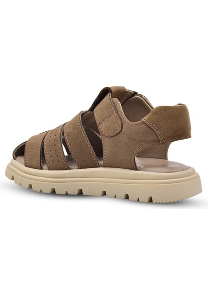 Galle Hakiki Deri Tek Cırtlı Unisex Çocuk Sandalet Kum Rengi fiyatları