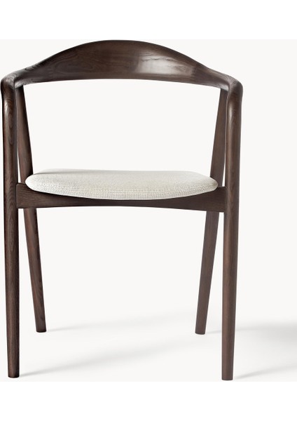 Angelina Ahşap Kolçaklı Sandalye - Krem Beyaz Minderli, Zamansız Tasarım modelleri