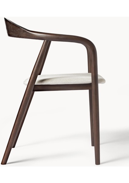 Angelina Ahşap Kolçaklı Sandalye - Krem Beyaz Minderli, Zamansız Tasarım fırsatları