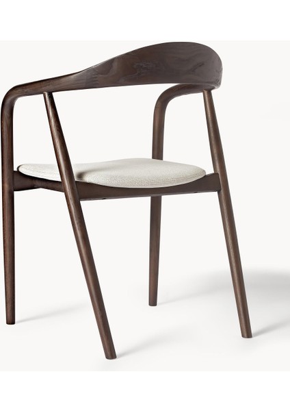 Angelina Ahşap Kolçaklı Sandalye - Krem Beyaz Minderli, Zamansız Tasarım indirimleri