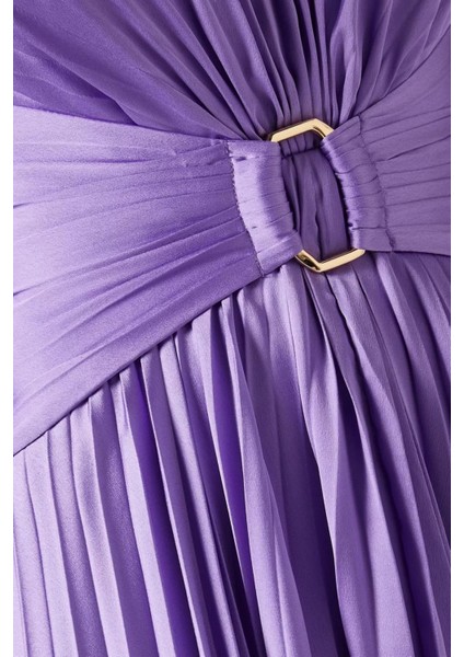 Montague Pileli Midi Elbise, Violet fırsatları