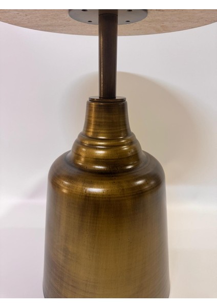 Tesla Gold Eskitme 52CM Yan Sehpa 18MM Traverten Mdf