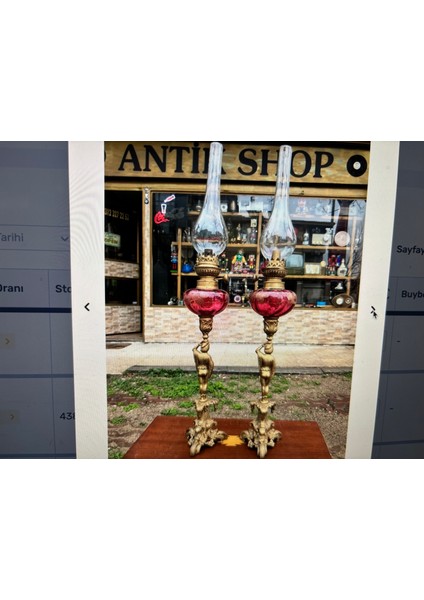 60 cm Yüksekliğinde Fransız Pirinçten Gaz Lambaları modelleri