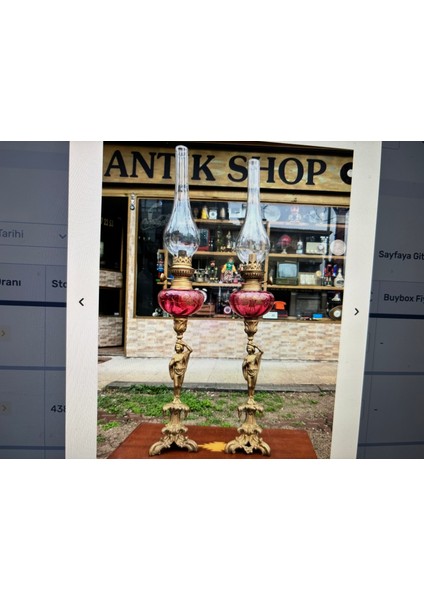 60 cm Yüksekliğinde Fransız Pirinçten Gaz Lambaları