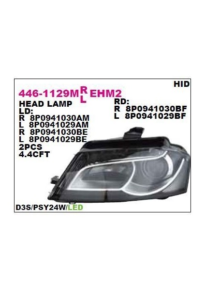 DEPO-446-1129LMLEHM2 - On Far Sol Xenonlu Motoru Uzerınde Audı A3 / A3 Sport Back 09-12