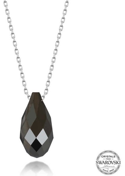 Swarovski Crystal Taşlı Drop Kesim Gümüş Kadın Kolye