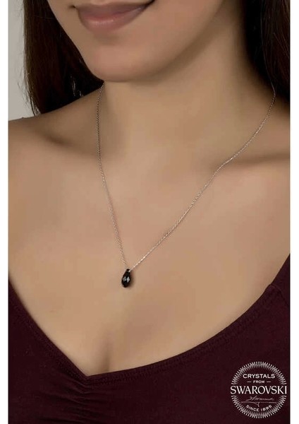 Swarovski Crystal Taşlı Drop Kesim Gümüş Kadın Kolye fiyatları