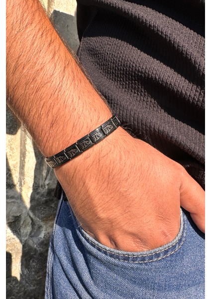 Kurt Kafası Göktürkçe Türk Yazılı Italyan Charm Unisex Çelik Bileklik SCB57 modelleri