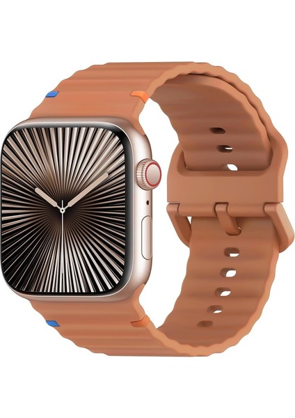Apple Watch 4 5 6 7 8 9 10 Se Ultra Uyumlu 44 45 46 49MM Dalgalı Tasarım Silikon Kordon Kayış