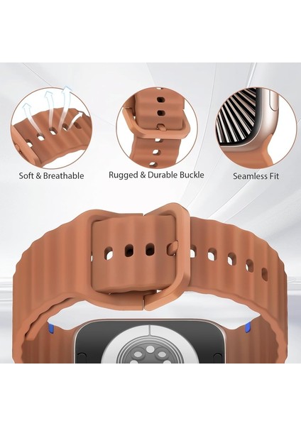 Apple Watch 4 5 6 7 8 9 10 Se Ultra Uyumlu 44 45 46 49MM Dalgalı Tasarım Silikon Kordon Kayış fiyatları