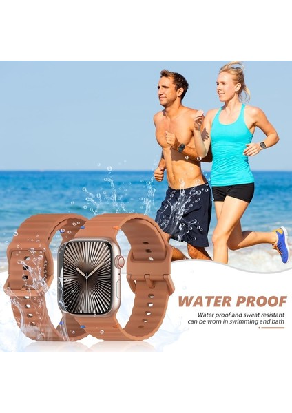 Apple Watch 4 5 6 7 8 9 10 Se Ultra Uyumlu 44 45 46 49MM Dalgalı Tasarım Silikon Kordon Kayış modelleri