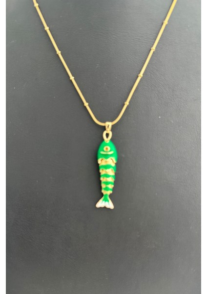 Çelik Top Zincir Mineli Balık Kılçık Kolye (45CM) fırsatları