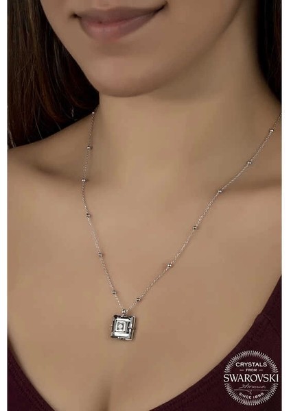 Swarovski Crystal Taşlı Top Zincir Siyah Elmas Gümüş Kadın Kolye fiyatları