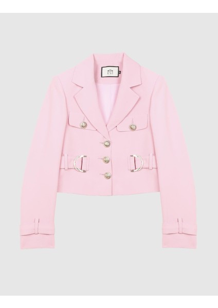 Tomris Krep Pembe Kadın Ceket