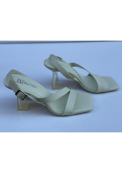 INT1223Y078 3fx Beyaz Kadın Topuklu Sandalet